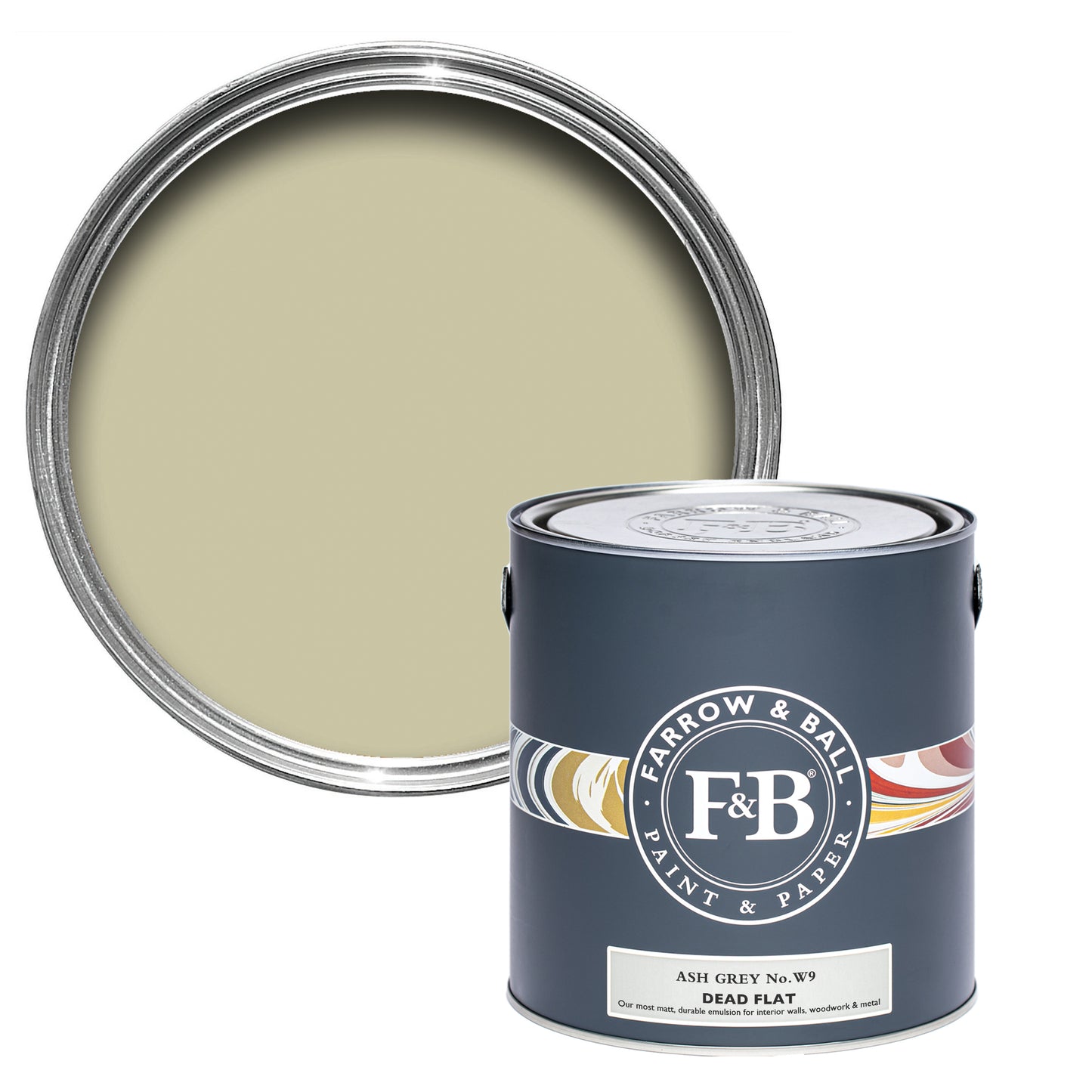 Dead Flat - Farrow and Ball - Ash Grey W9 - Archivfarbe
