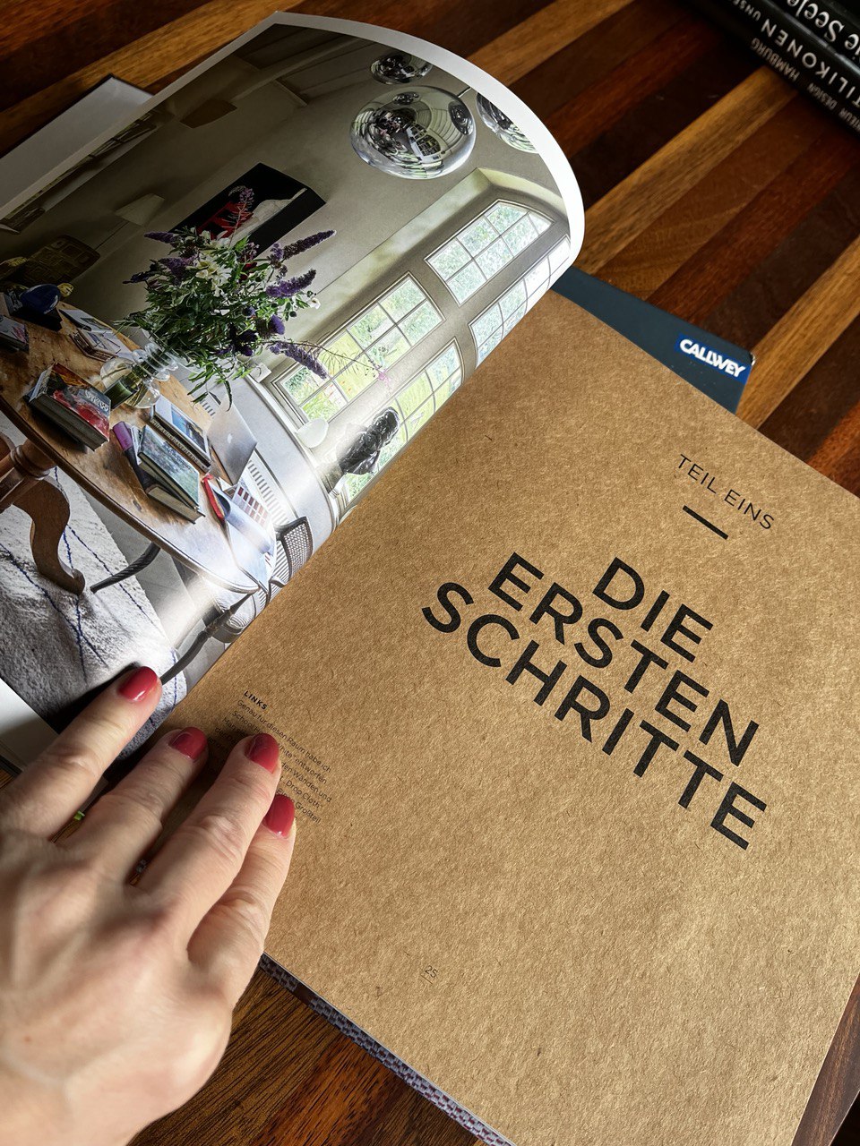 Eine Seite des Buches "Glücklich wohnen mit Farbe" mit der Überschrift "Die ersten Schritte".