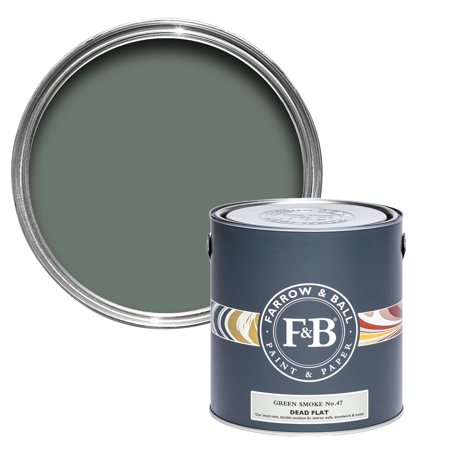 Offene Dead Flat Farbdose von Green Smoke, einem rauchigen und dunklen Grün