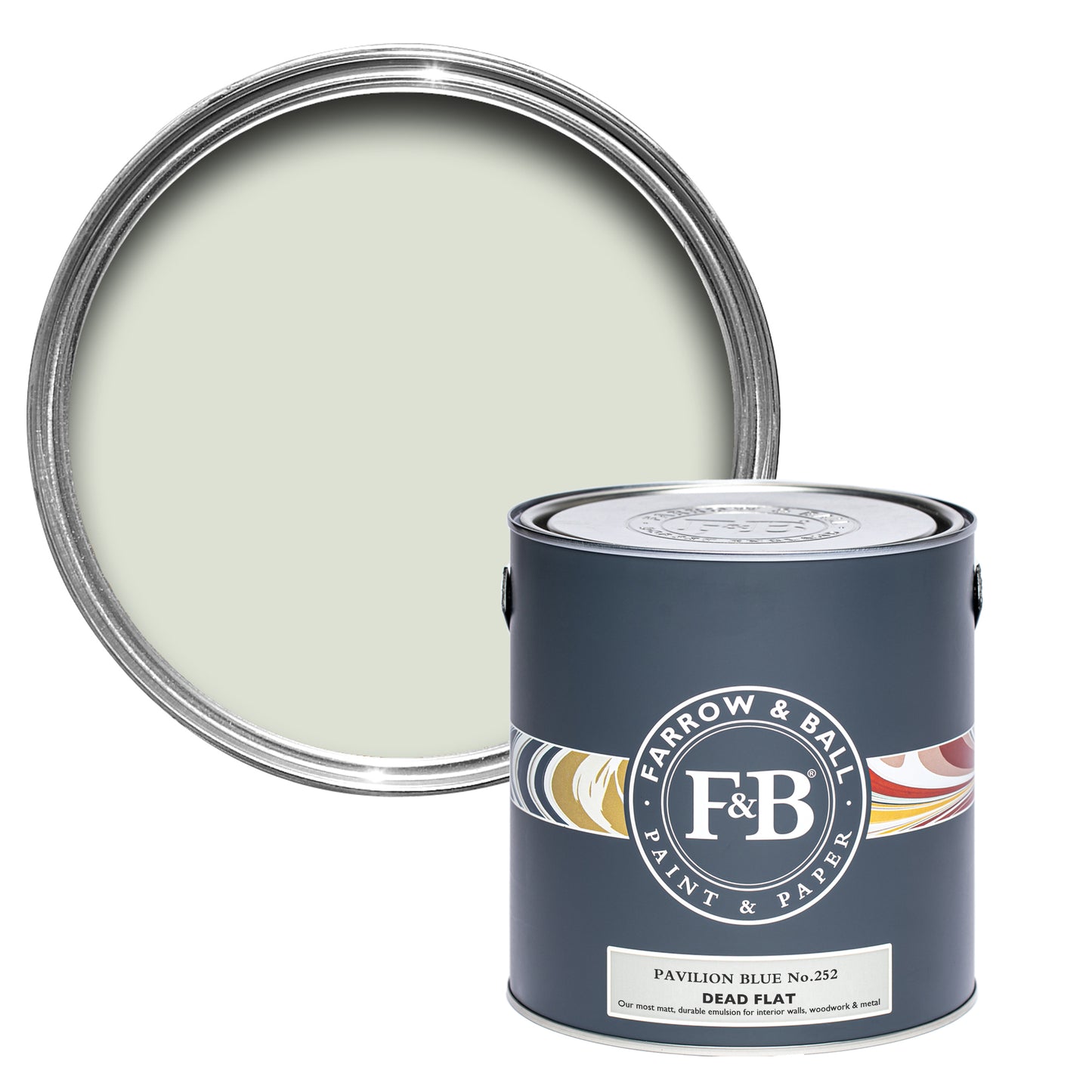 Dead Flat - Farrow and Ball - Pavilion Blue 252 - Archivfarbe