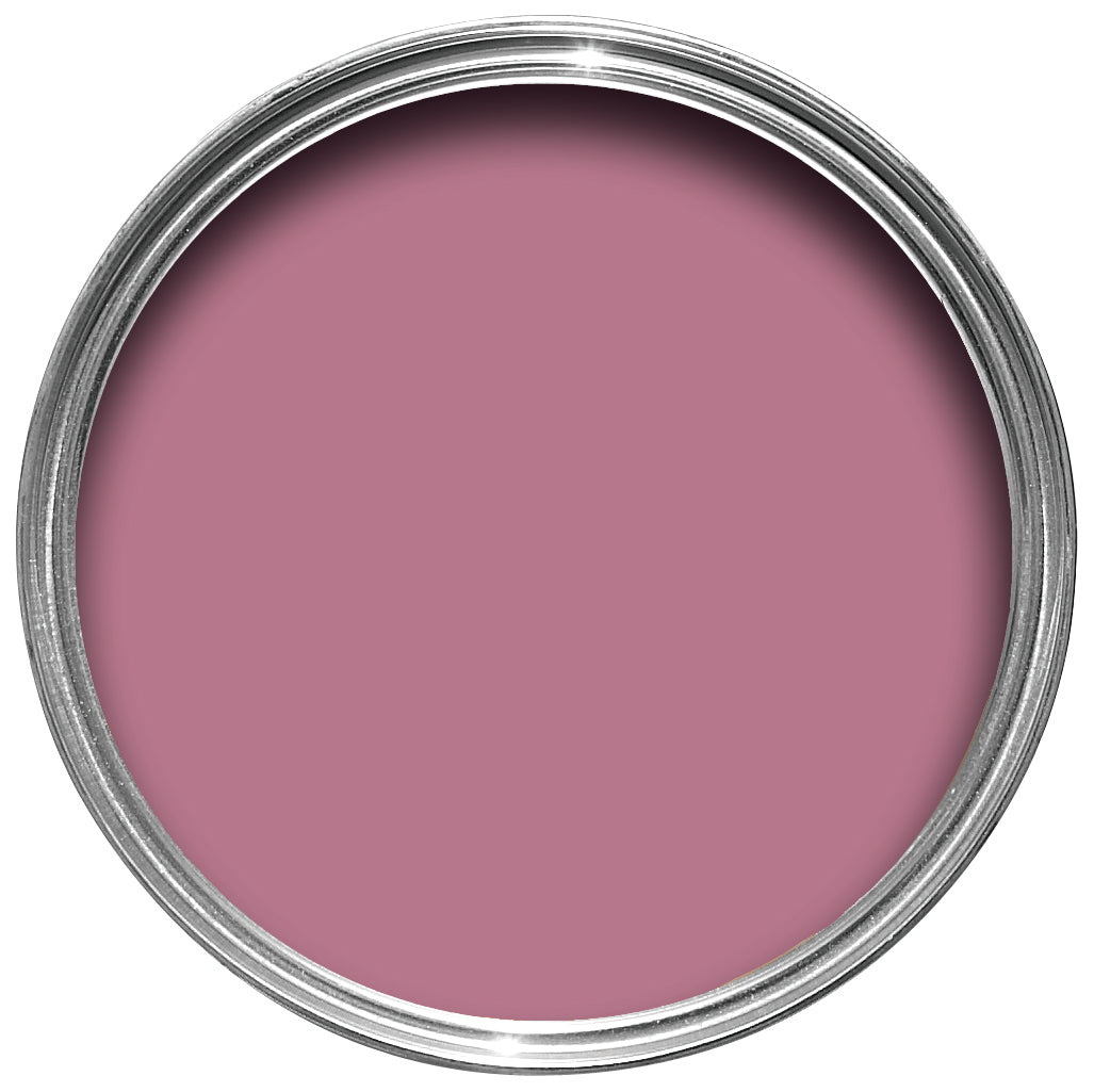 Offene Farbdose von oben von Rangwali, das den kräftigen und exotischen Farbton zeigt, der an das Pink des Farbpulvers erinnert, wie man es von einem indischen Freudenfest kennt.