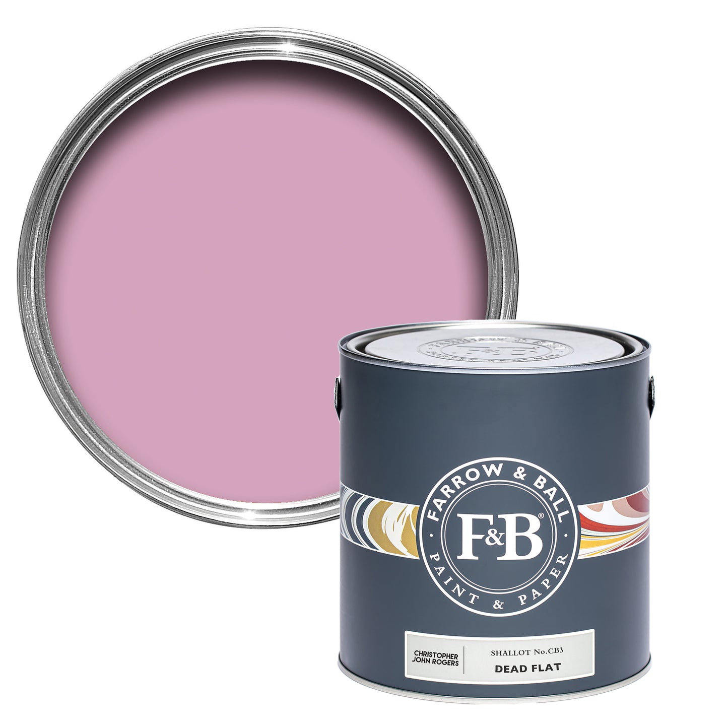 Offene Dead Flat Farbdose von Shalott, einem fröhlichen Rosa, wie man es von den Schalotten aus der Cajun-Küche kennt.