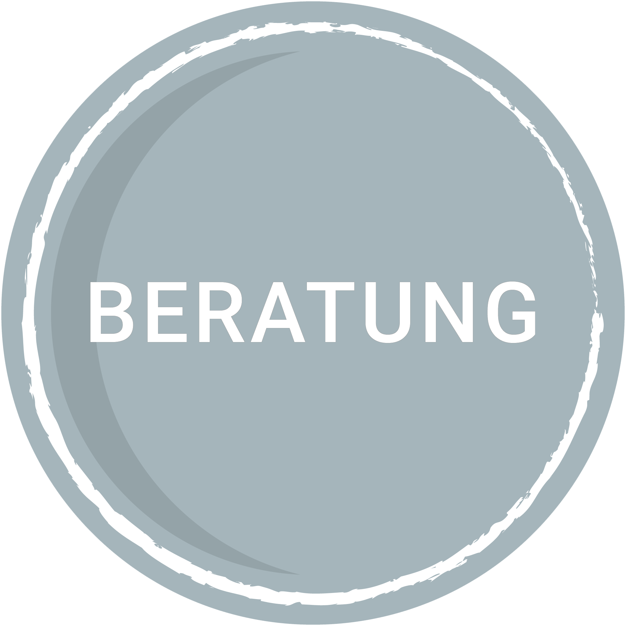 Das Wort Beratung in einem Hellblauen Kreis