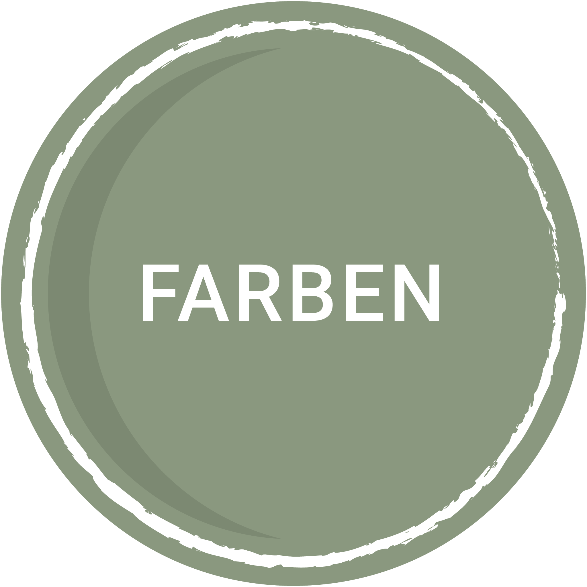 Das Wort Farben in einem grünen Kreis