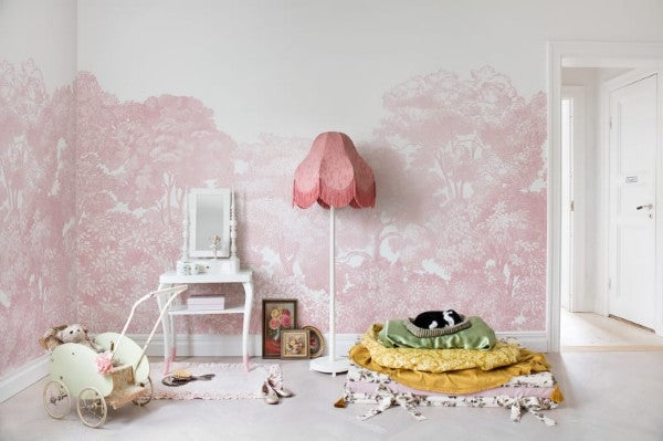 Bellewood Pink - Wandbild 13057, ein Waldspaziergang in pink im Kinderzimmer, ....