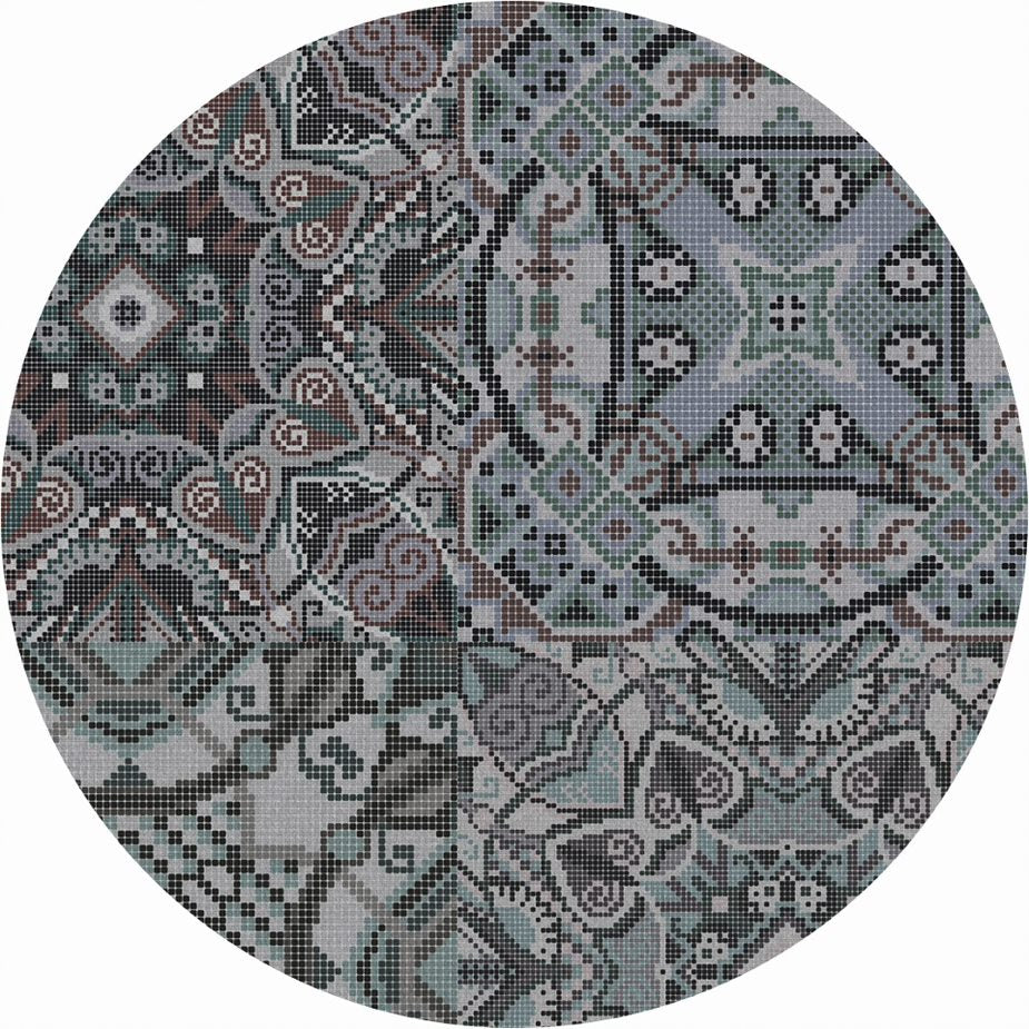 Teppich Venice natur-blau 022 rund Rugxstyle