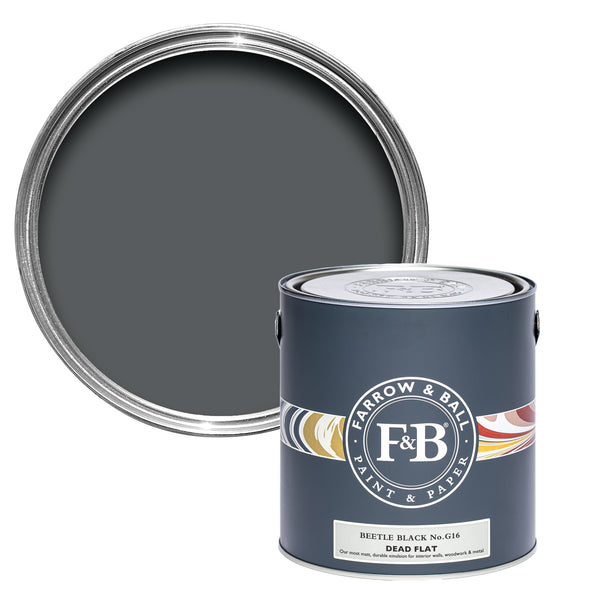 Offene Dead Flat Farbdose von Beetle Black, einem eleganten und dezentem dunklen Grau 