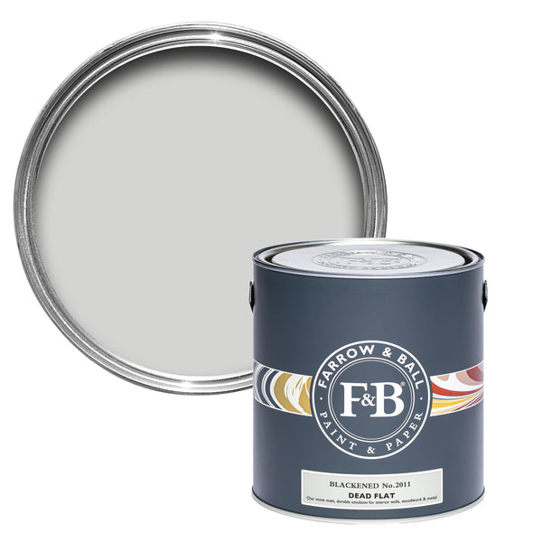 Offene Dead Flat Farbdose von Blackened, dem kühlsten Weiß mit einem Hauch von Flammrußpigmenten.