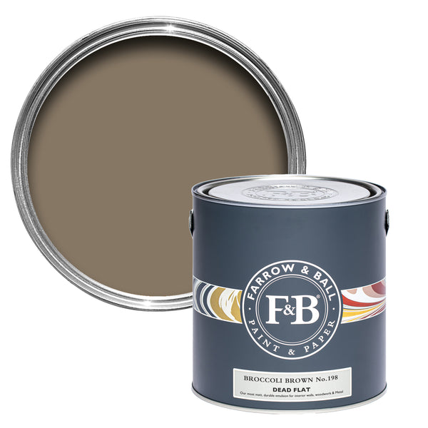Offene Dead Flat Farbdose von Broccoli Brown, einem ruhigen, dunklem Steinton.