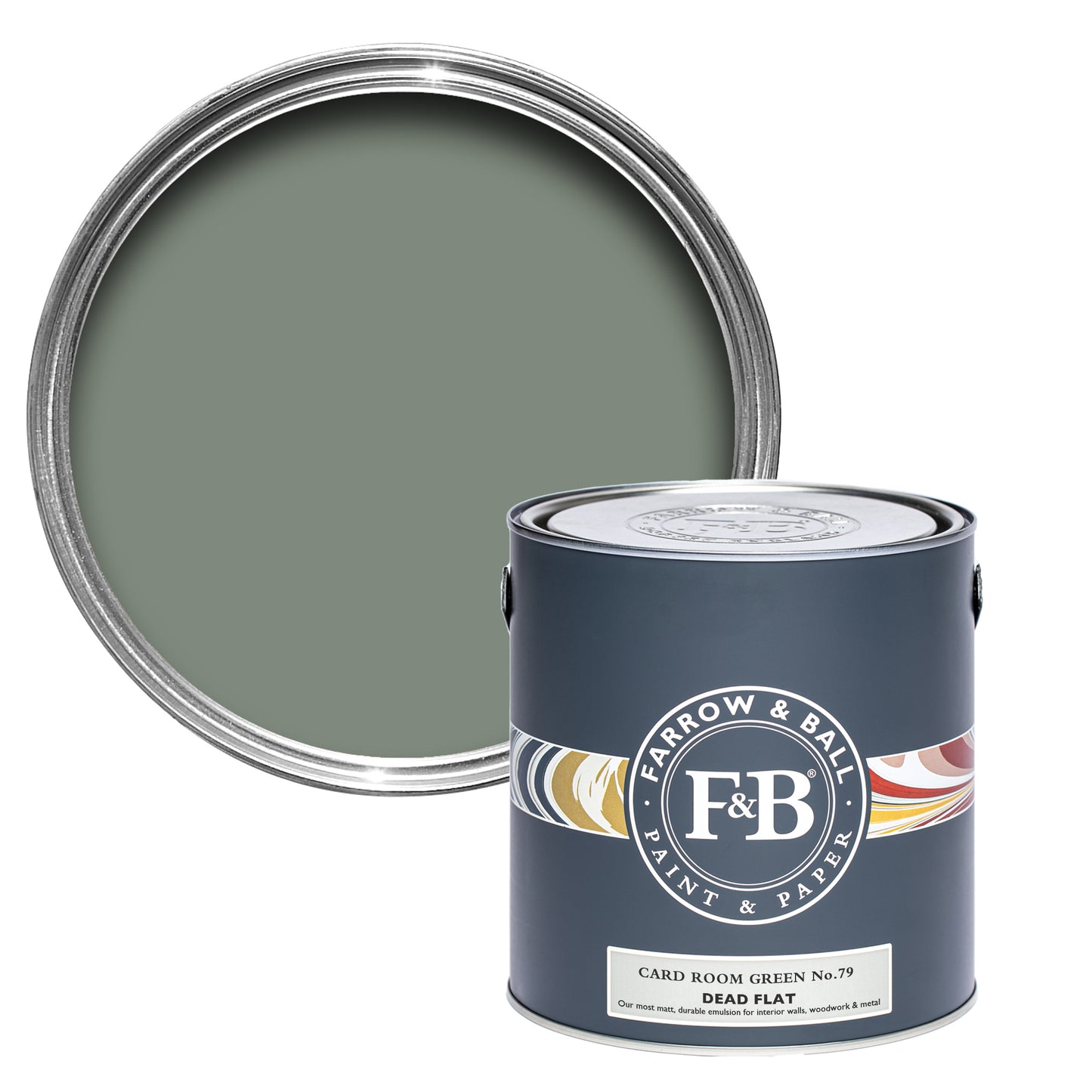 Dead Flat - Farrow and Ball - Card Room Green 79 - Allround