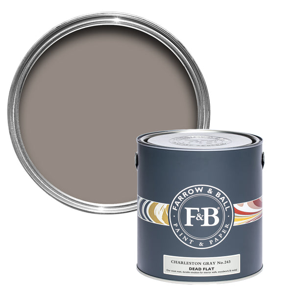 Offene Dead Flat Farbdose von Charleston Gray, dem warmen und gedämpften Grauton. 