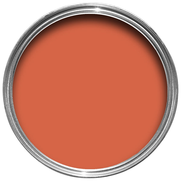 Offene Farbdose von oben von Charlotte's Locks, dem leuchtenden und kräftigen Orange
