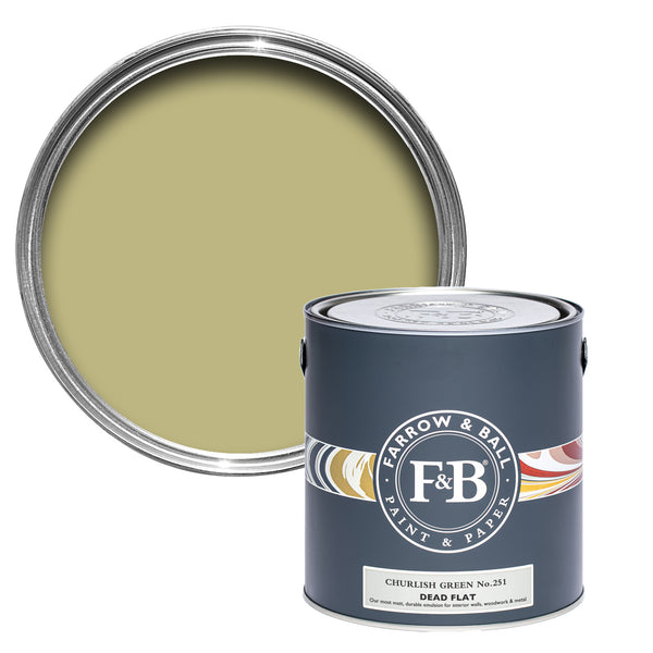 Offene Dead Flat Farbdose von Curlish Green, einem frischen Grün mit hohem Gelb Anteil 
