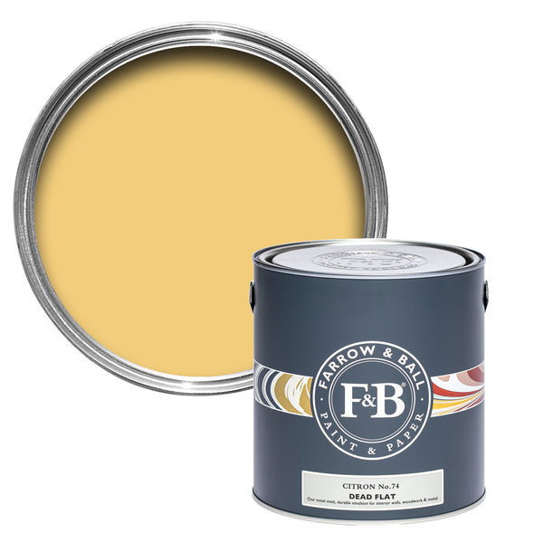 Offene Farbdose von Citron, einem leuchtend frischen Citruston.