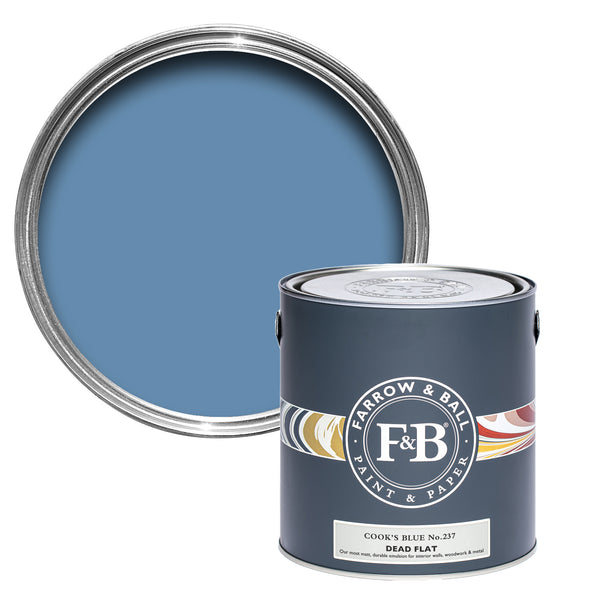 Offene Dead Flat Farbdose von Cook's Blue, einem nostalgischen Küchenblau