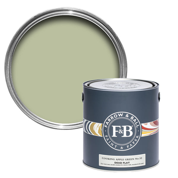 Offene Dead Flat Farbdose von Cooking Apple Green, dem charmten Grün, dass an Omas Küche erinnert.