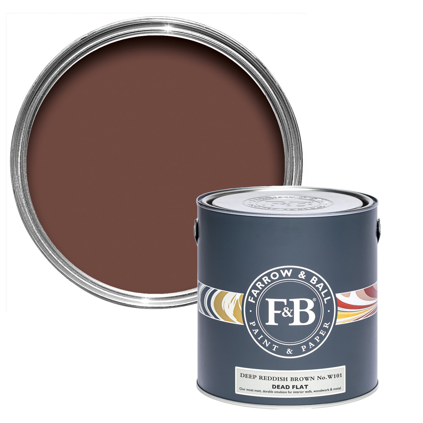 Dead Flat - Farrow and Ball - Deep Reddish Brown W101 - Archivfarbe