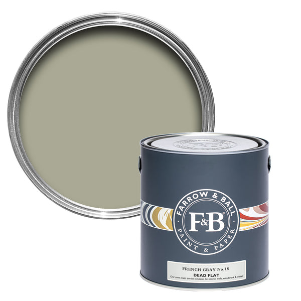 Offene Dead Flat Farbdose von French Gray, dem subtilen aber bodenständigen und rauem Graugrün 