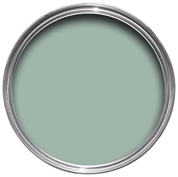Offene Farbdose von oben von Green Blue, das je nach Tageszeit, Lage und Lichtverhältnis eher Blau oder eher Grün wirkt. 
