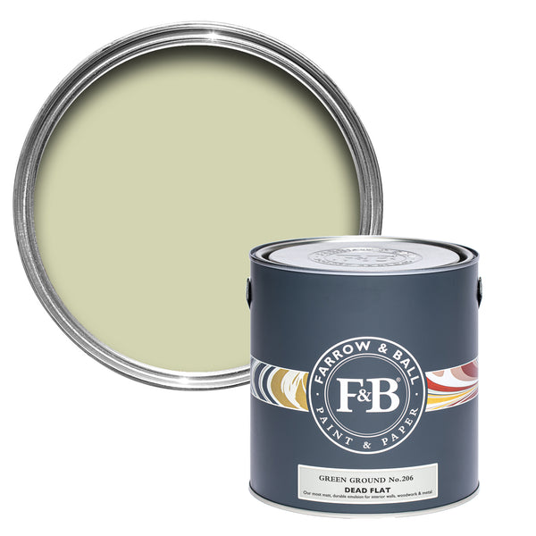 Offene Farbdose von Green Ground einem erfrischenden Grünton.