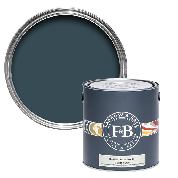 Offene Dead Flat Farbdose von Hague Blue, dem kräftvollen und elegantem Hollandblau 