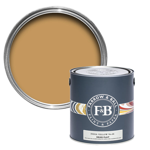 Offene Dead Flat Farbdose von India Yellow, einem klassischen Currygelb