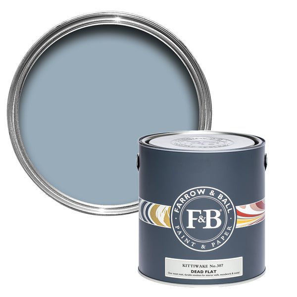 Offene Dead Flat Farbdose von Kittiwake, einem kühlen Blau, das von Möwenflügeln inspiriert ist. 