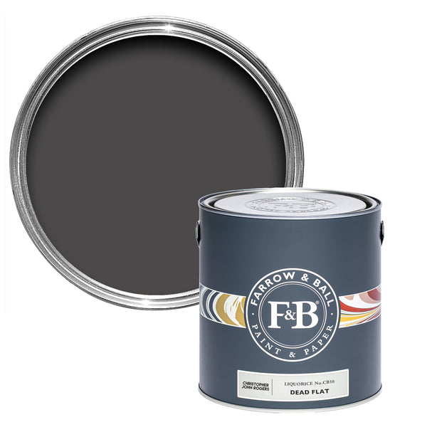 Offene Dead Flat Farbdose von Liquorice, einem Lakritz Schwarz