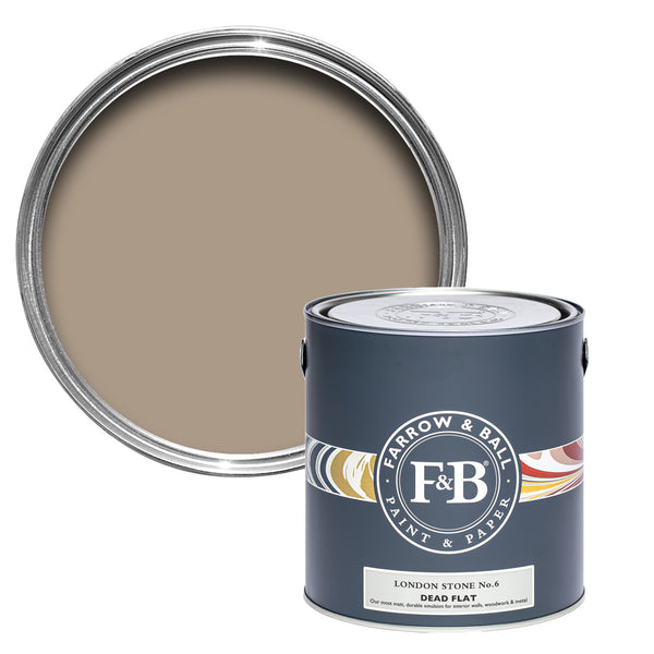 Offene Farbdose von London Stone, einem charmanten, erdigen Braunton