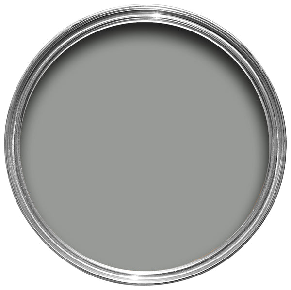 Offene Farbdose von oben von Manor House Gray, einem kühlen Grau