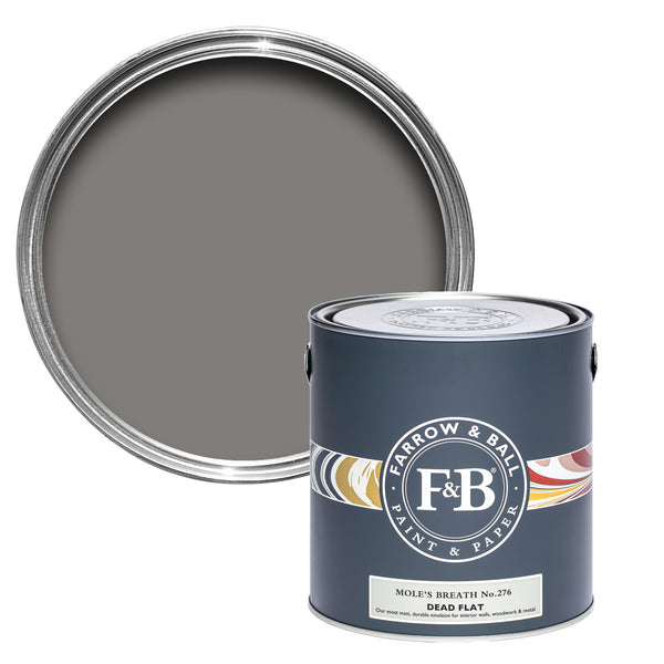 Offene Dead Flat Farbdose von Mole's Breath, einem Graubraun wie das Fell von Maulwürfen. 