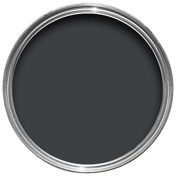 Offene Farbdose von oben von Off-Black, einem klassischen aber weichen Schwarz
