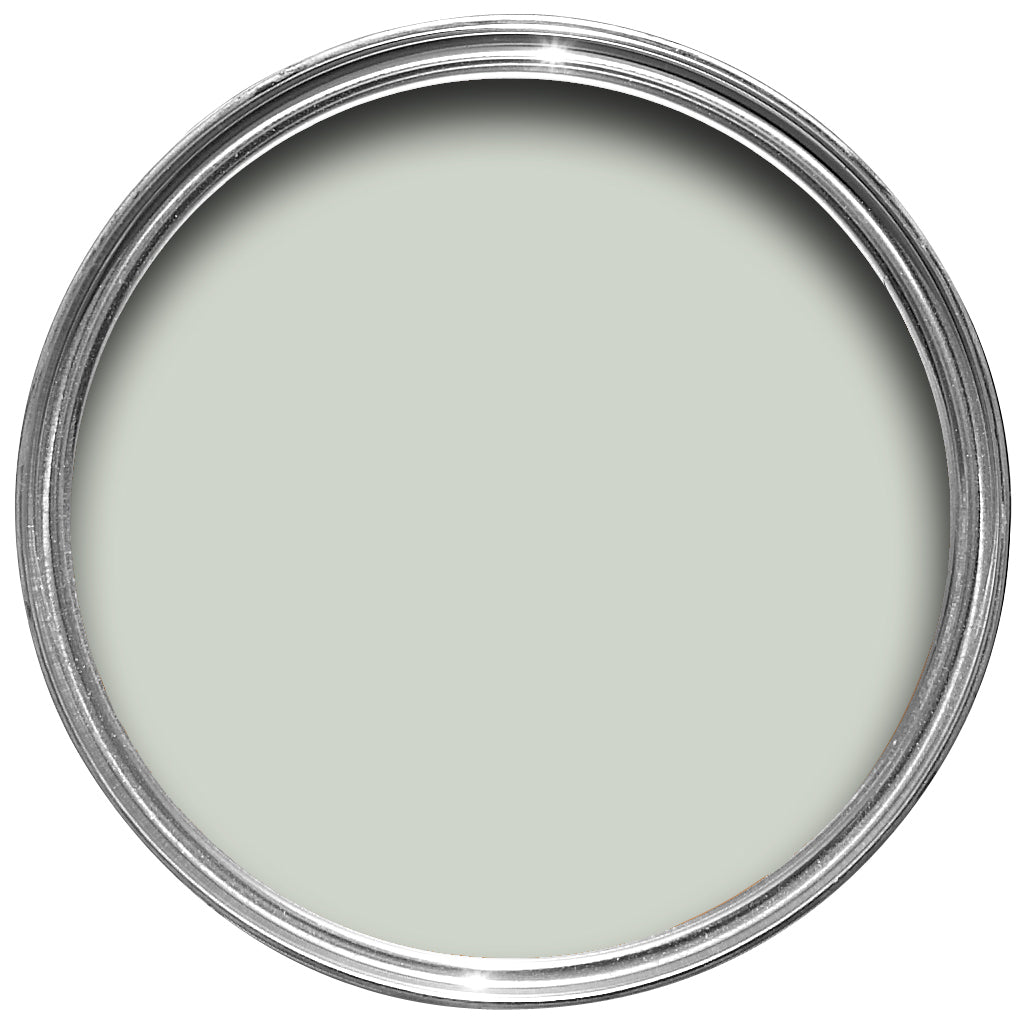 Offene Farbdose von oben von Pale Powder, einem wässrigen Aquamarin 
