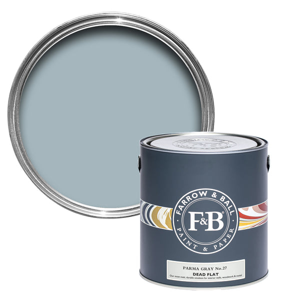 Offene Dead Flat Farbdose von Parma Gray, einem kühlen Blau