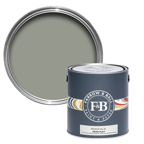 Offene Dead Flat Farbdose von Pigeon, einem eleganten Taubengrau