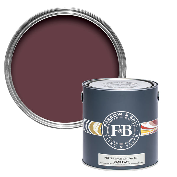 Offene Dead Flat Farbdose von Preference Red, einem satten Rot aus der Barockzeit für moderne Räume.
