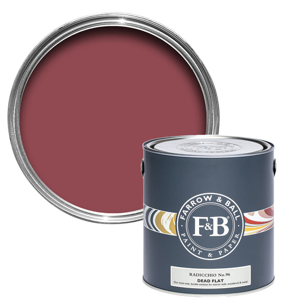Offene Dead Flat Farbdose von Radicchio, einem Rot wie eine Radieschen Salat