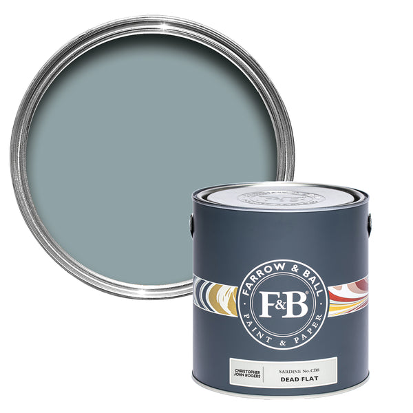 Offene Dead Flat Farbdose von Sardine, einem Silbergrau
