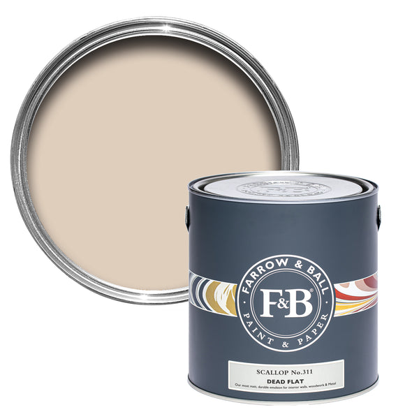 Offene Dead Flat Farbdose von Scallop, das durch seine Weichheit an Jakobsmuscheln erinnert. 