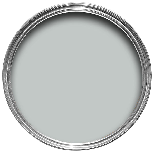 Offene Farbdose von oben von Skylight, einem zarten und unaufdringlichem Blaugrau
