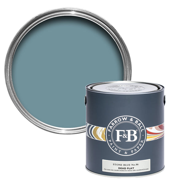 Offene Dead Flat Farbdose von Stone Blue, einem satten und lebendigem Indigoblau 