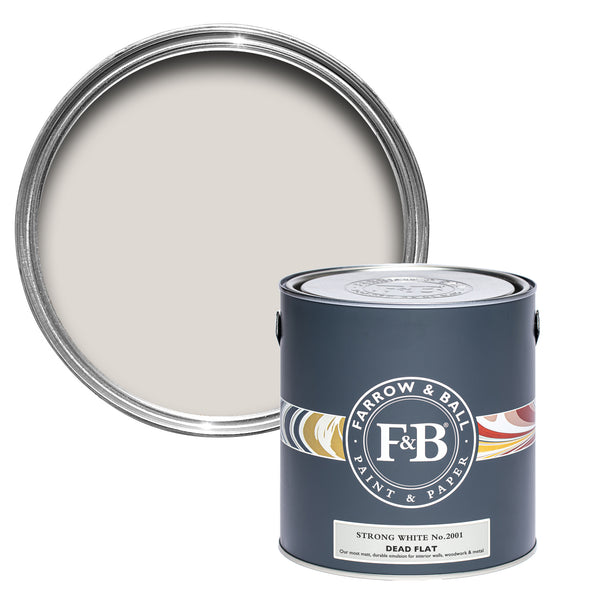 Offene Dead Flat Farbdose von Strong White, einem ausdrucksstarkem aber kalten Weiß