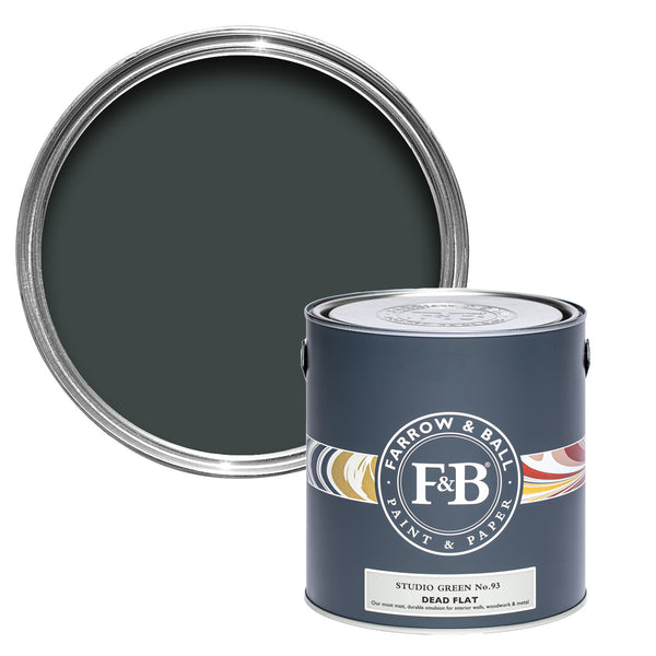 Offene Dead Flat Farbdose von Studio Green, einem sehr dunklen Grün, wie man es als Polohemden auf Golfplätzen findet.