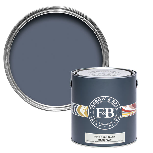 Offene Dead Flat Farbdose von Wine Dark, einem dunklen Blau wie der Nachthimmel, der jedem Raum glamouröse Gemütlichkeit gibt 