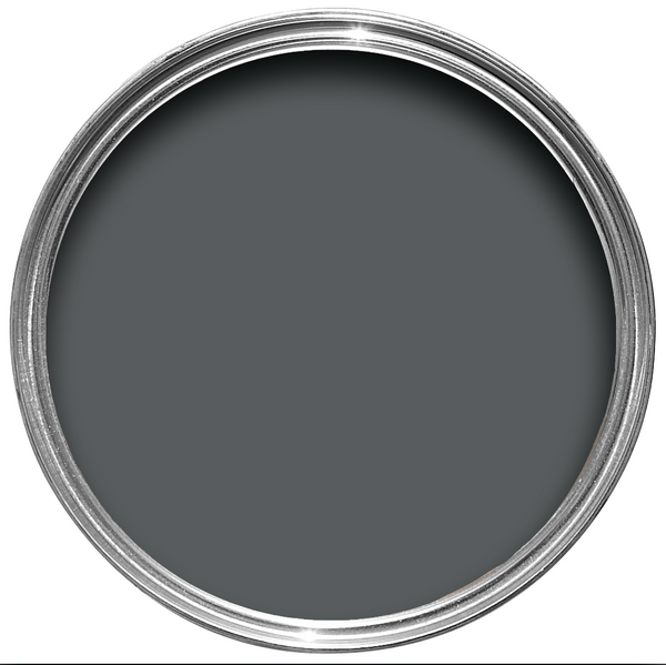 Offene Farbdose von oben von Beetle Black, einem eleganten und dezentem dunklen Grau 