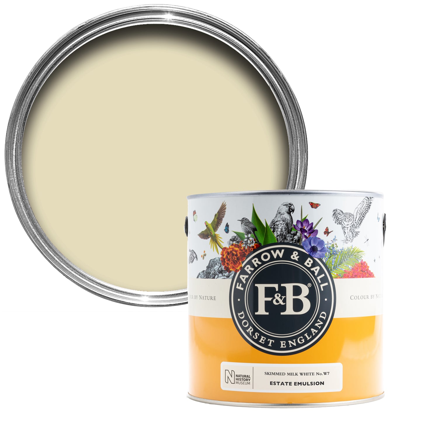Skimmed Milk White W7 - Farrow and Ball - Eggshell - Colour by nature - Archivfarbe Lack