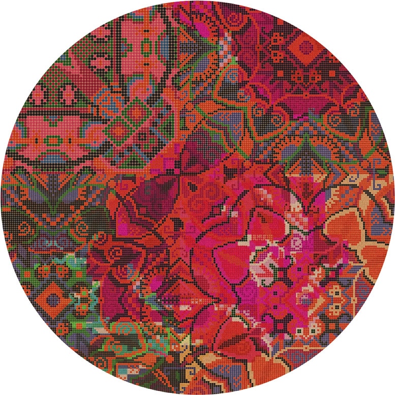 Teppich Marakesh orange-bunt 011 rund Rugxstyle