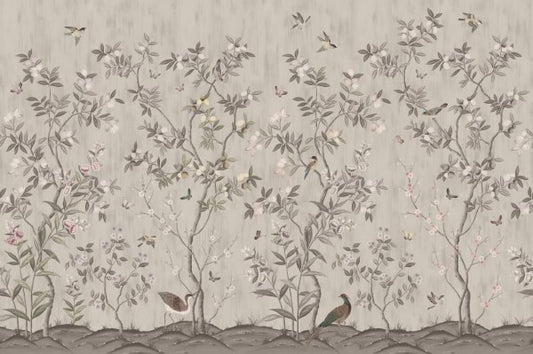 Chinoiserie Chic powder  beige - Wandbild 16743, verspielt und leicht, gepudert